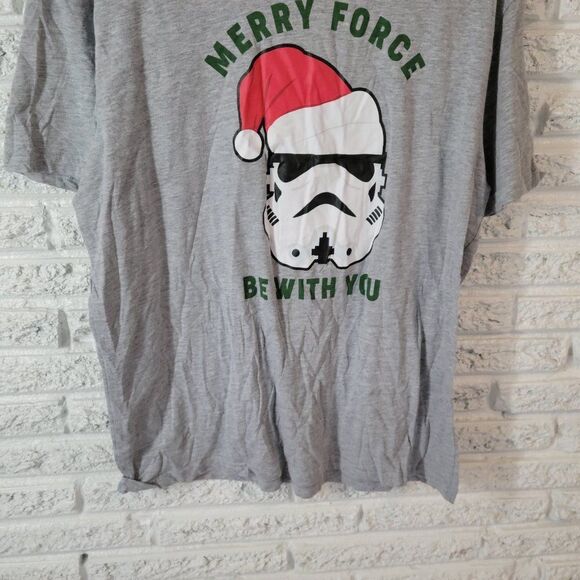 Christmas Star Wars Unisex Top Extra Large Tee Merry Force Be With You NOV223E - Picture 4 of 7